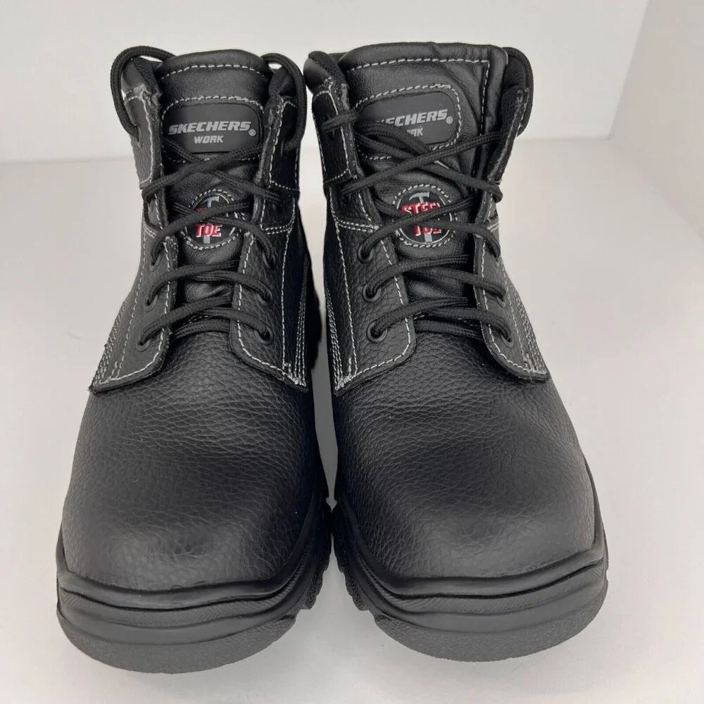 Skechers Mens 77143 Burgin Tarlac Steel Toe Industrial Leather Size 8 Work Boots